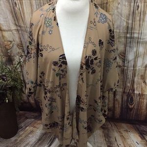Large tan floral kimono duster